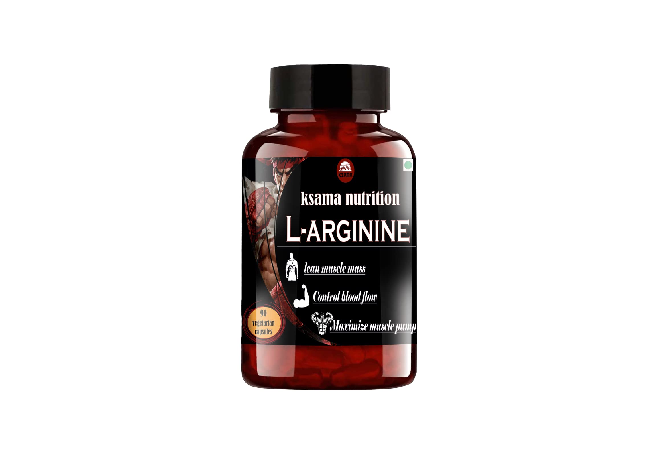 Ksama Nutrition L-Arginine, Supports Nitric Oxide Production (90-Veg Capsules)