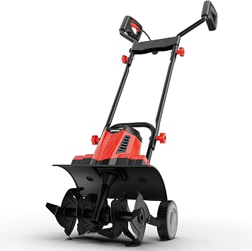 EWORK 10Amp Corded Electric Tiller, 14" Heavy Duty Rototiller | Electric Hand Tiller for Gardening Cultivator for Lawn Yard Garden Soil Digging & Gardening