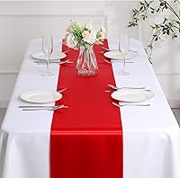 Vista 45 de Manyshofu 12Pcs Satin Orange Table Runner - 12 x 72 Inch Long Size, Party Table Runner Decor Bright & Smooth Wedding Decorations Table Runners for