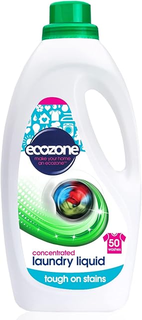 EcoZone Super Concentrated Biological Laundry Liquid, Bio Detergent, Washing Machine Powerful Clothing Stain Removal & Cleaning, Natural Vegan, Non Toxic, Eco Friendly, Gentle on Skin, 166 washes (2L)