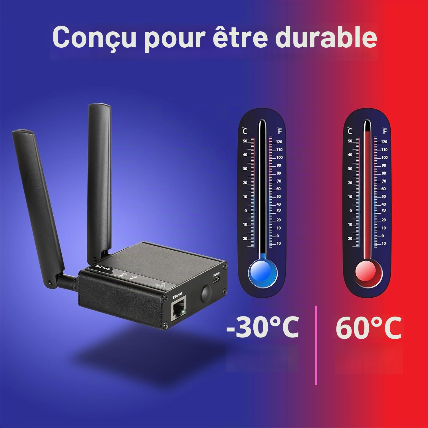 D-Link DWM-311 Modem VPN M2M 4G LTE Cat.4, Conception Industrielle, Gigabit Ethernet, OpenVPN, Antennes SMA, Large Plage de température, pour parkings, commerces, Surveillance, bornes Libre-Service