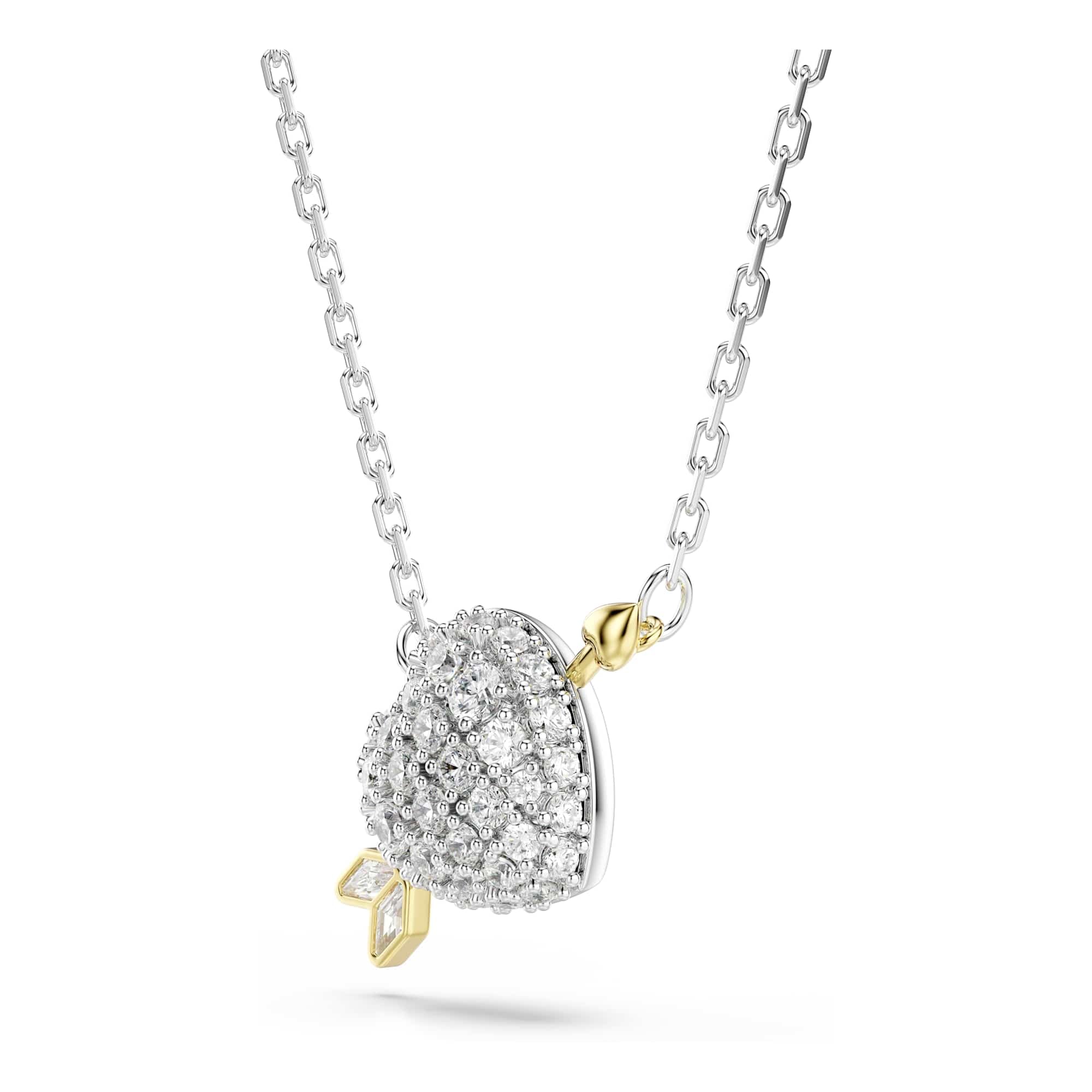 Swarovski Wisiorek Idyllia, Szlify różnorodne, Serce, Biały, Wykończenie z różnobarwnych metali