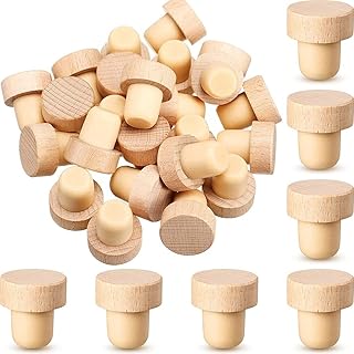 Mautacly 24Pc Wine Bottle Corks T Shaped Cork Plugs for Wine Cork Wine Stopper Reusable Wine Corks Wooden and Rubber Wine Stopper