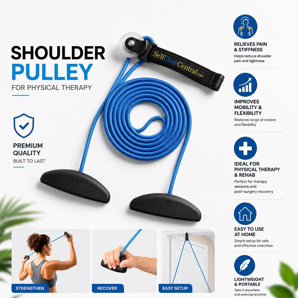 Shoulder Pulley Rehab System Bundle with Resistance Bands, Door-Mounted Therapy Exercise Kit for Home Recovery