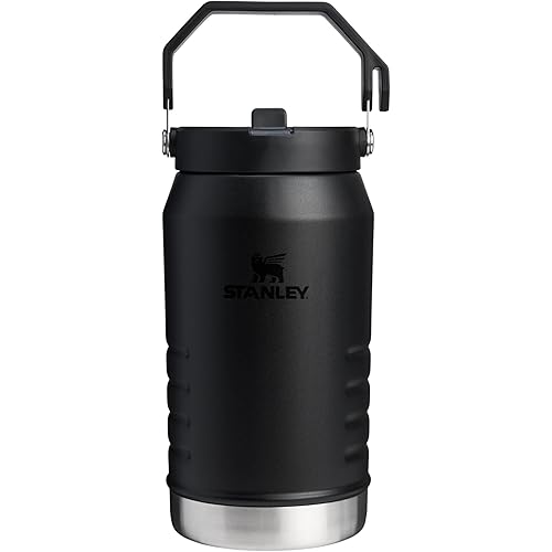 STANLEY IceFlow 2.0 Flip Straw Jug with Handle 64 oz | Twist On Lid and Flip Up Straw | Leakproof for Travel and Sports | Insulated Stainless Steel | BPA-Free | Black 2.0
