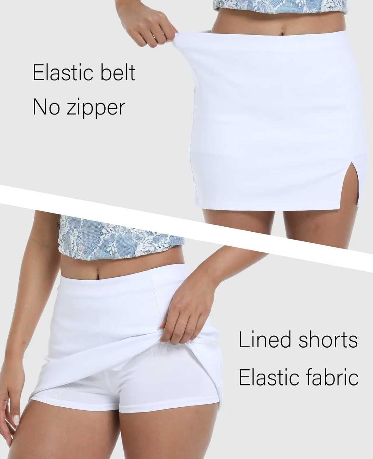 Women's Mini Skirt High Waisted Stretchy Slit Hem Bodycon Skirts Daily Going Out Outfits - Image 4