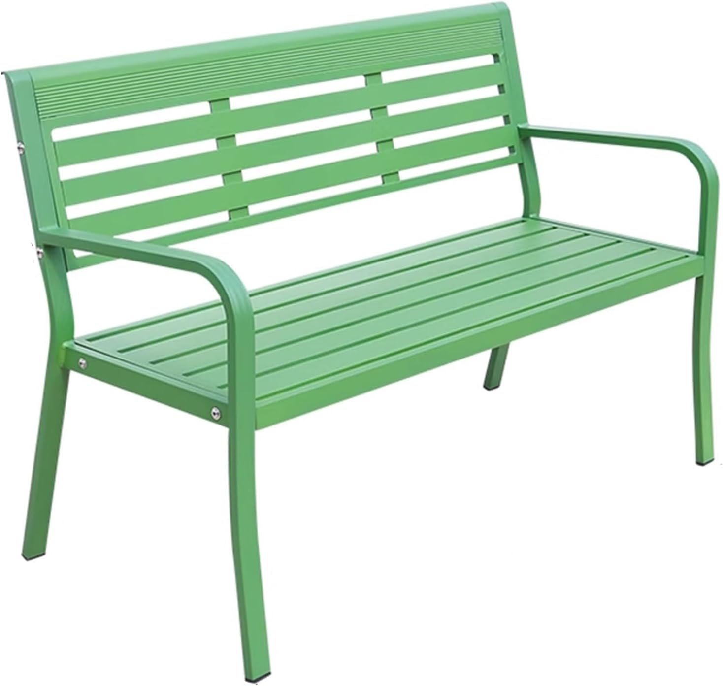 Small Outdoor Benches Weatherproof Aluminum Park Chair with Backrest and Armrests Maximum Load Capacity 250kg (551lbs) Slatted Seat for Park, Entryway, Path(Green)