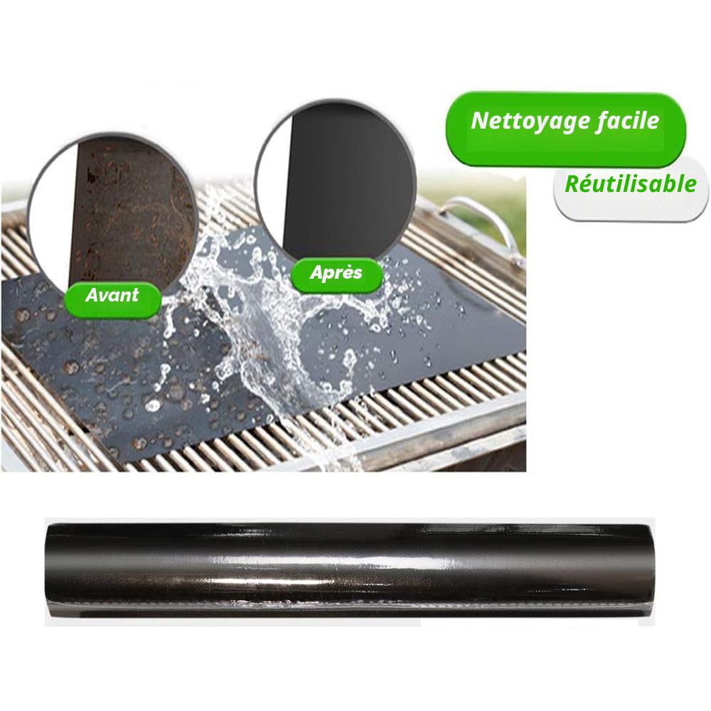 Tapis de Cuisson Barbecue 6 Pièces Anti-adhérent Réutilisable pour Barbecue Électrique Gaz Charbon