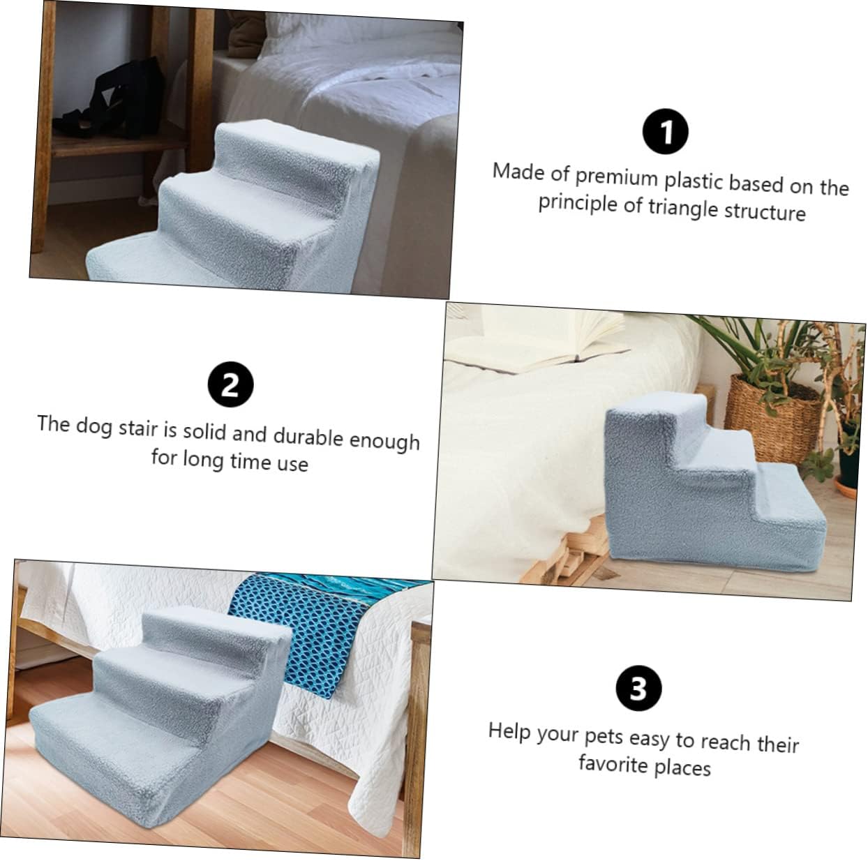BESPORTBLE Pet Stairs for High Beds Dog Cat Steps Ramp Plastic Triangle Structure Easy Access for Pets Portable for Small Puppies