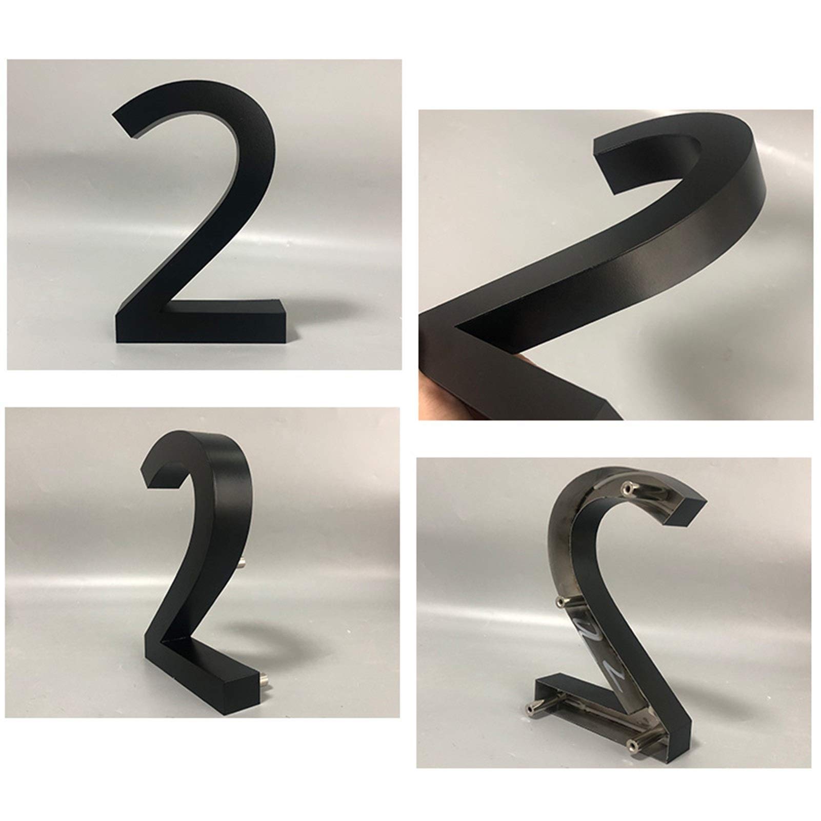 PYouo-Targa Black Metal 3D Modern House Numbers Segno, Acciaio Inossidabile Lettre addresss, 0-9 ABC Impermeabile Esterna di casa, Miglior Logo (Color : A, Size : 250mm 10in)