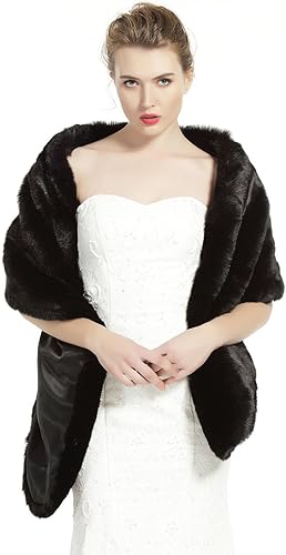 Miniatura 2 de BEAUTELICATE Chal de piel sintética para mujer, estolas de boda de invierno para fiesta de noche nupcial