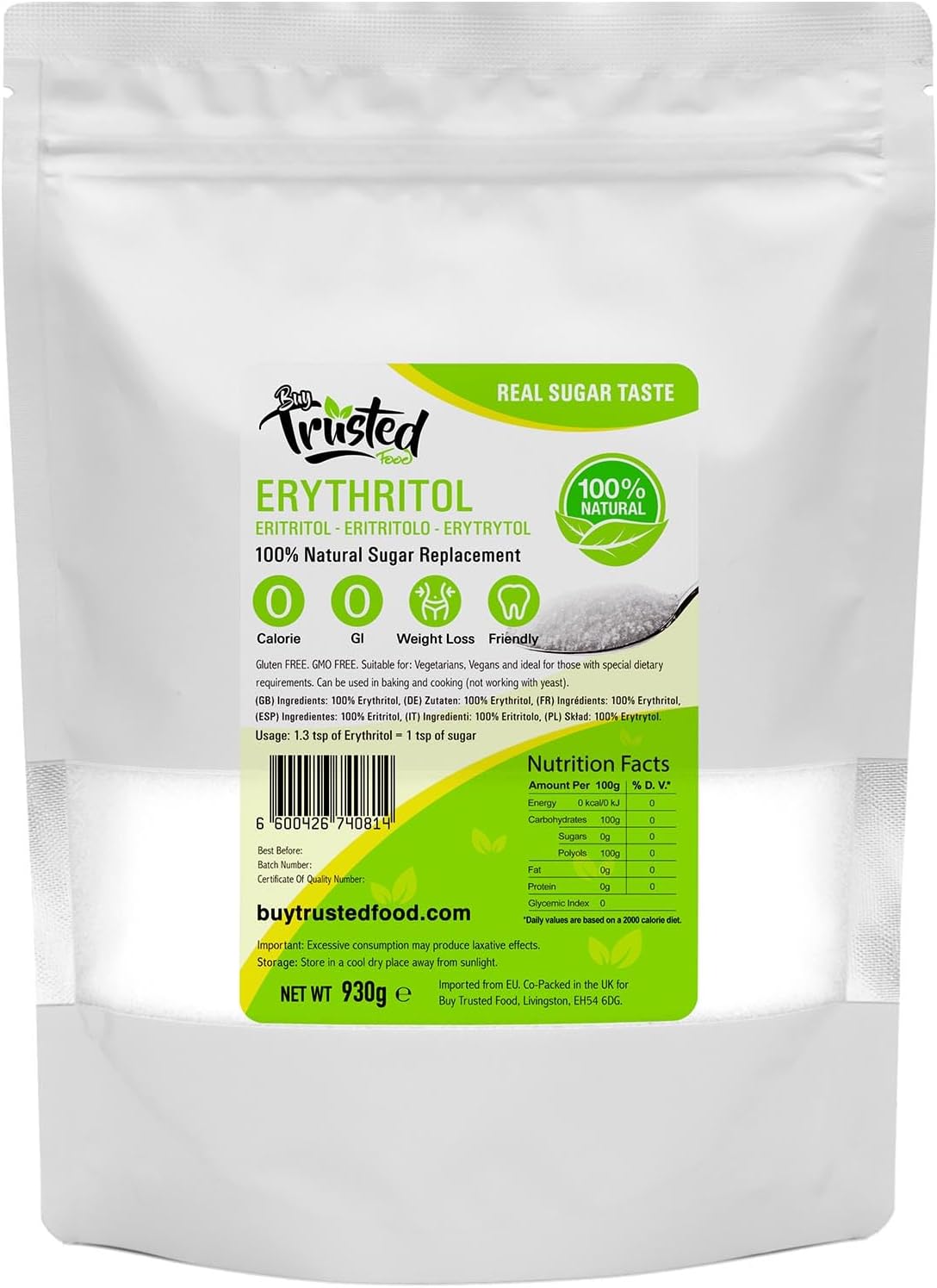 Erythritol 1kg 2kg - Zero Calorie 100% Natural Sugar Replacement (1kg ( 930g Netto )