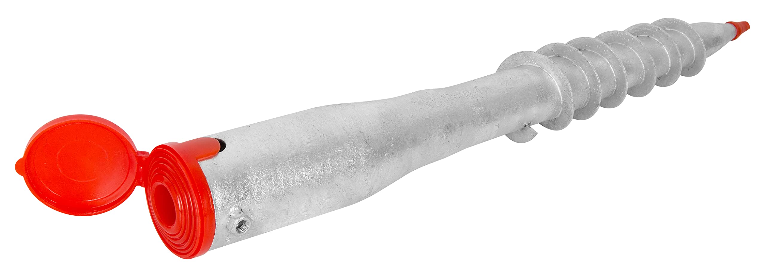 ADGO Schraubfundament Ø68 mm, Sockel für Gartenschirm, Swider, Einschraubhülse für Sonnenschirme, Bodenhülse, Bodendübel, 5 Reduzierhülsen 24-60mm, Eindrehstange, Eindrehbodenhülsen, Verzinkt (650 mm)