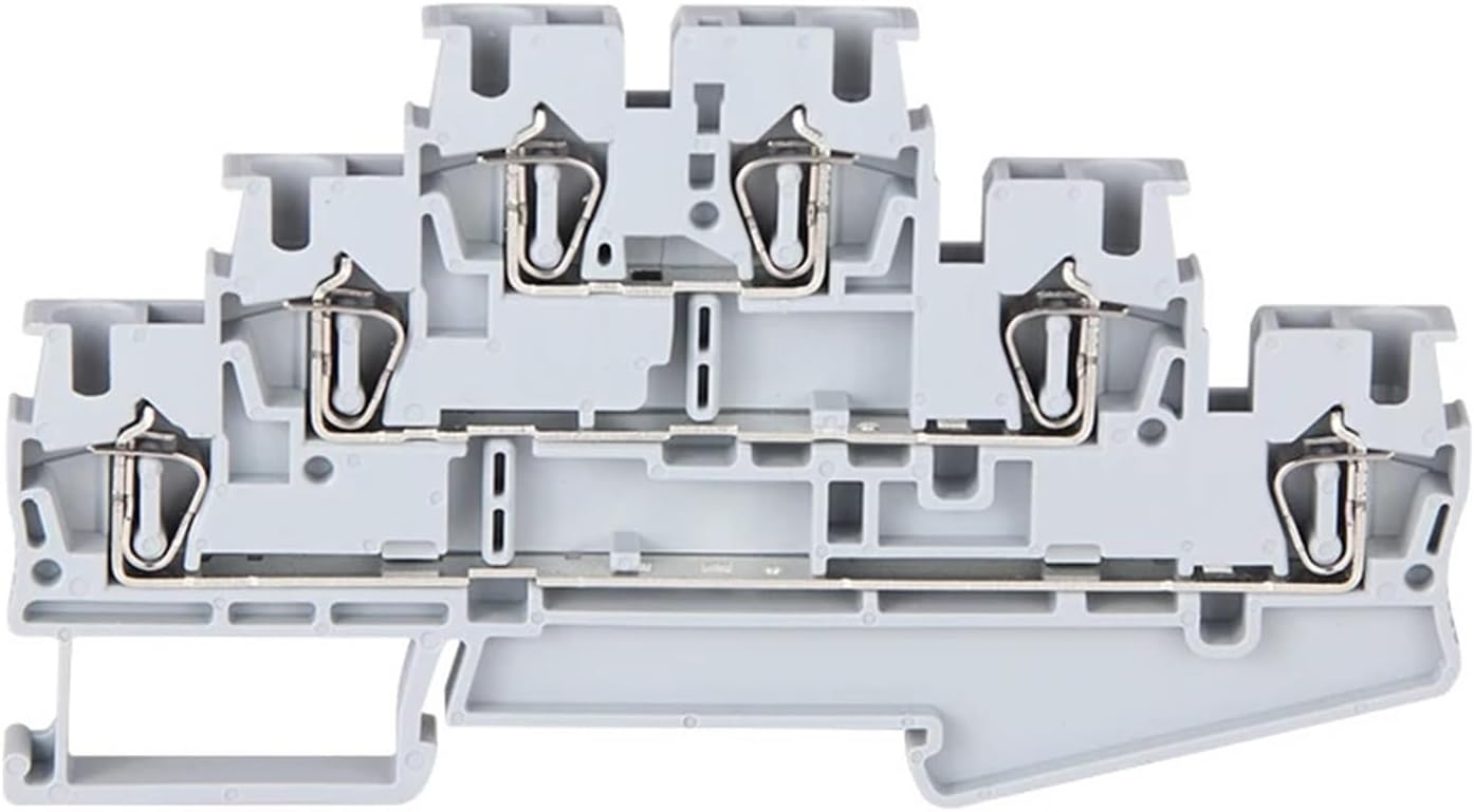 10pcs Type ST 2.5-3L 28-12AWG Din Rail Quick Connector 3-Layer Level Modular Push in Screwless Terminal Blocks ST-2.5-3L(Yellow)