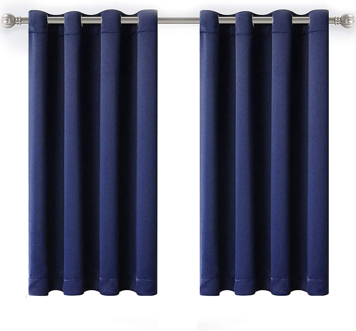 LORDTEX Blackout Curtains for Bedroom, Thermal Insulated Blackout Drapes with Grommet Top, Room Divider - Noise Reducing and Light Blocking Window Treatment Panels (Navy, 52 x 45 inch)
