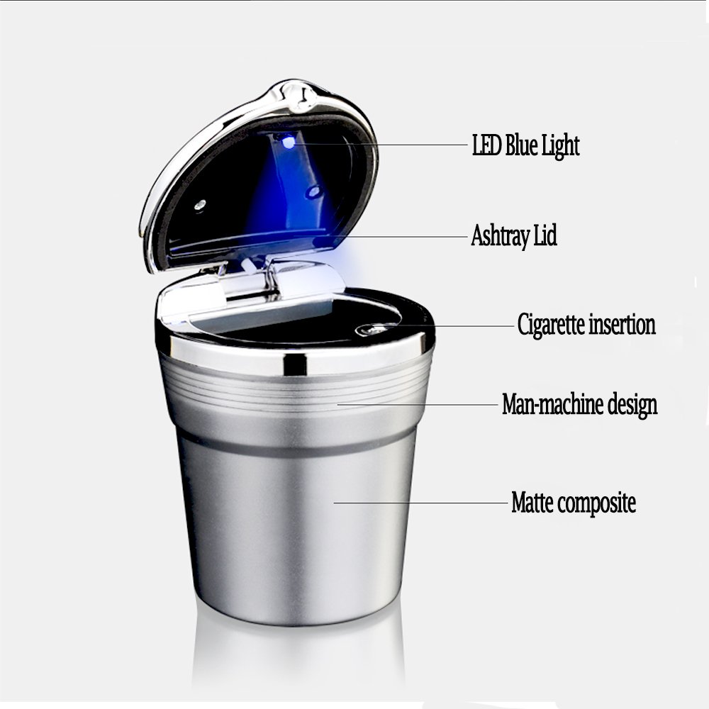 Xtahdge Posacenere Portatile per Auto Portacenere per Auto Luce Led Posacenere Supporto per Bicchieri Luce Led Colore per Camion Ufficio Casa Auto