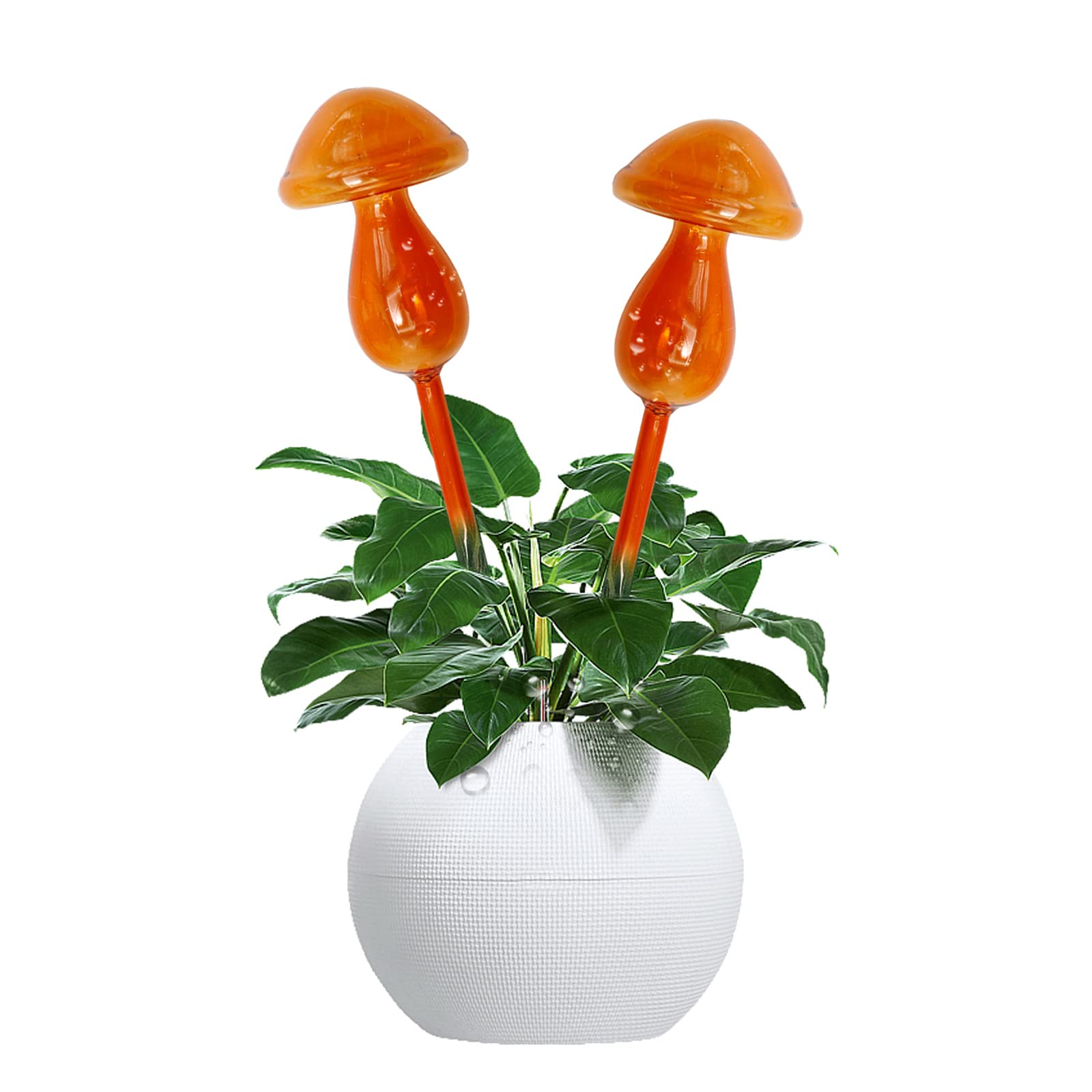 2 Stück Pilzpflanzenbewässerungskugeln aus Glas, selbstbewässernde Kugeln für Garten, Topfpflanzen, Innen- und Außenpflanzen (braun)