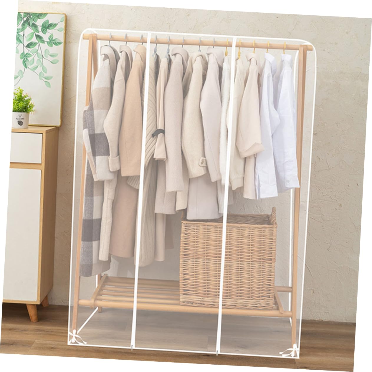 LABRIMP Copertura Protezione in Antipolvere Trasparente Abiti per Plastica Cerniera Leggera Design Moderno per Organizzazione per Stand Appendiabiti Domestica