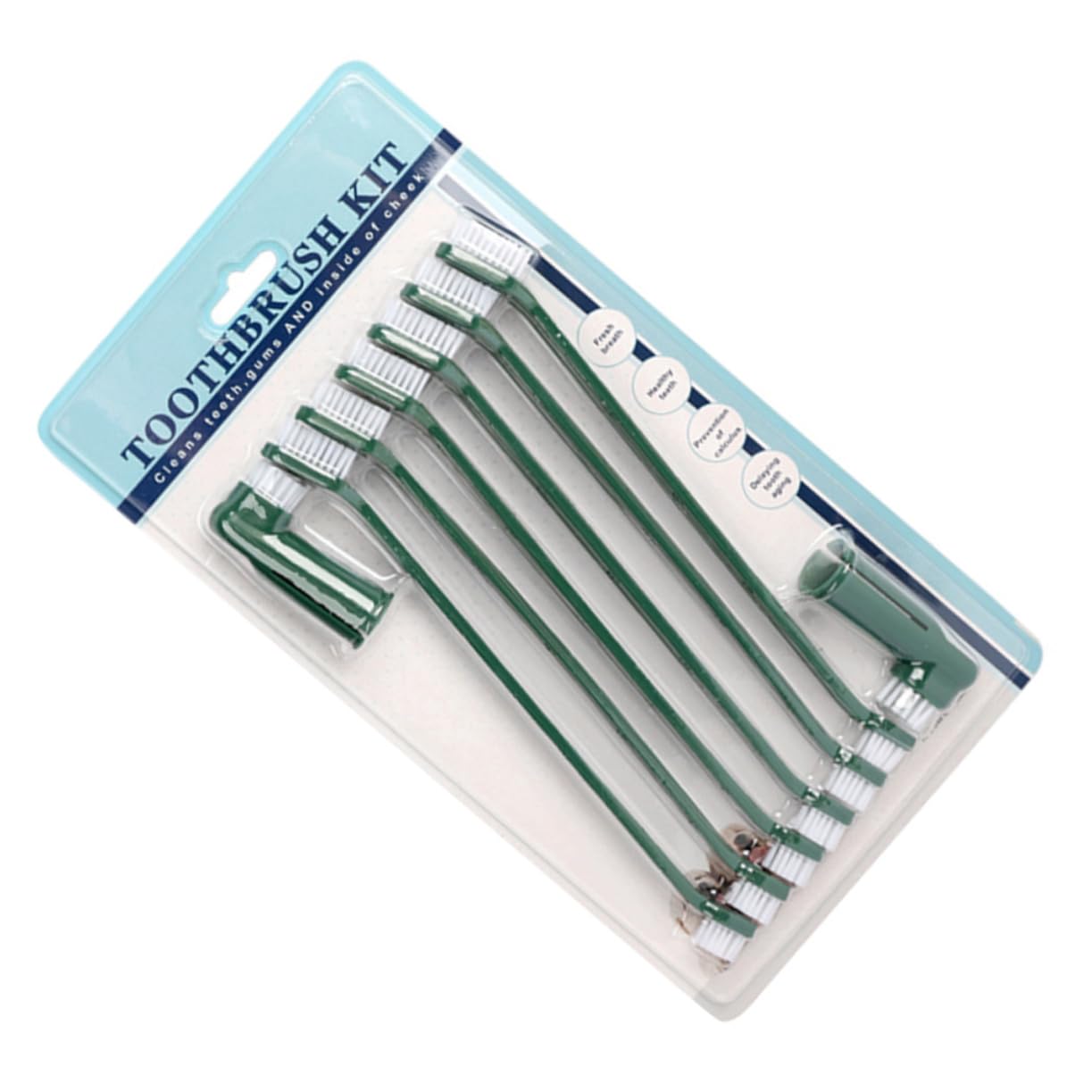 POPETPOP Dog Teeth Kit Comfort-fit Handle Double-Head Pet Toothbrush for Shorter Brushing