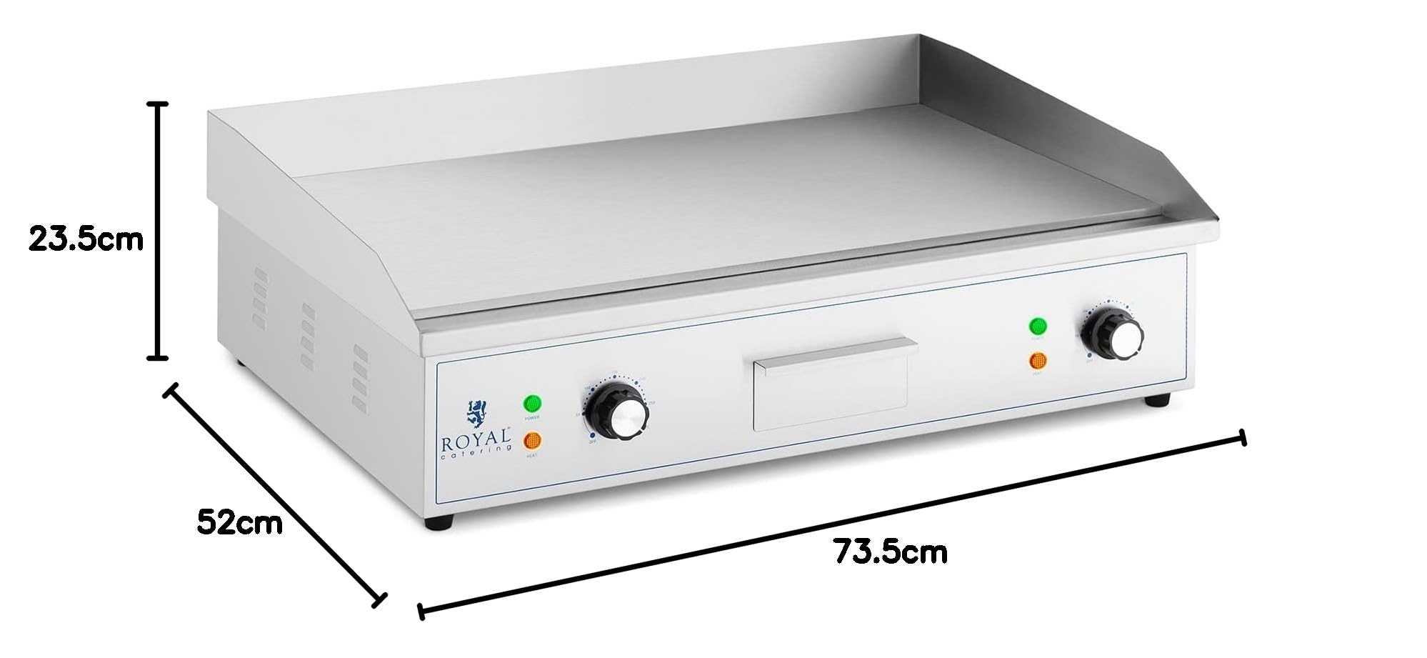 Royal Catering Piastra elettrica professionale 727 x 420 mm 2 4 400 W Da appoggiare Piastra di cottura per ristorante Commerciale per barbecue, snack bar, Esterno