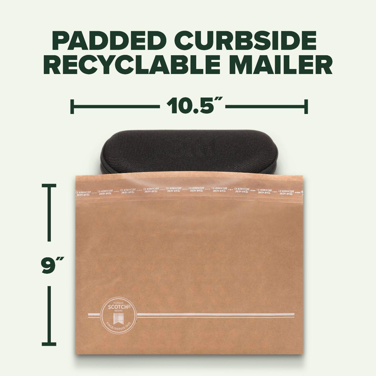Scotch Curbside, buste imbottite riciclabili, confezione da 50, 26,7 x 22,9 cm, protezione dagli urti simile alle tradizionali buste a bolle (CR-2-50)