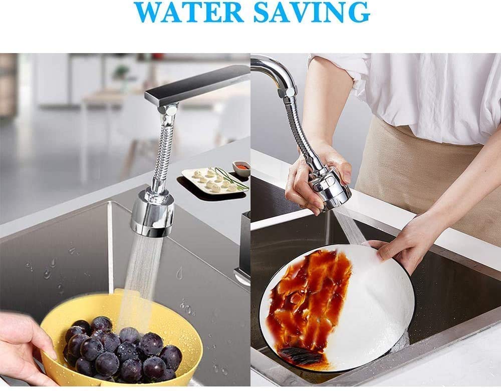 Denique 360 Degree Rotating Water-Saving Sprinkler, Faucet Aerator, 2-Gear Adjustable Head Nozzle Splash-Proof Filter Extender Sprayer for Kitchen Bathroom, Water Faucet Kitchen tap 4