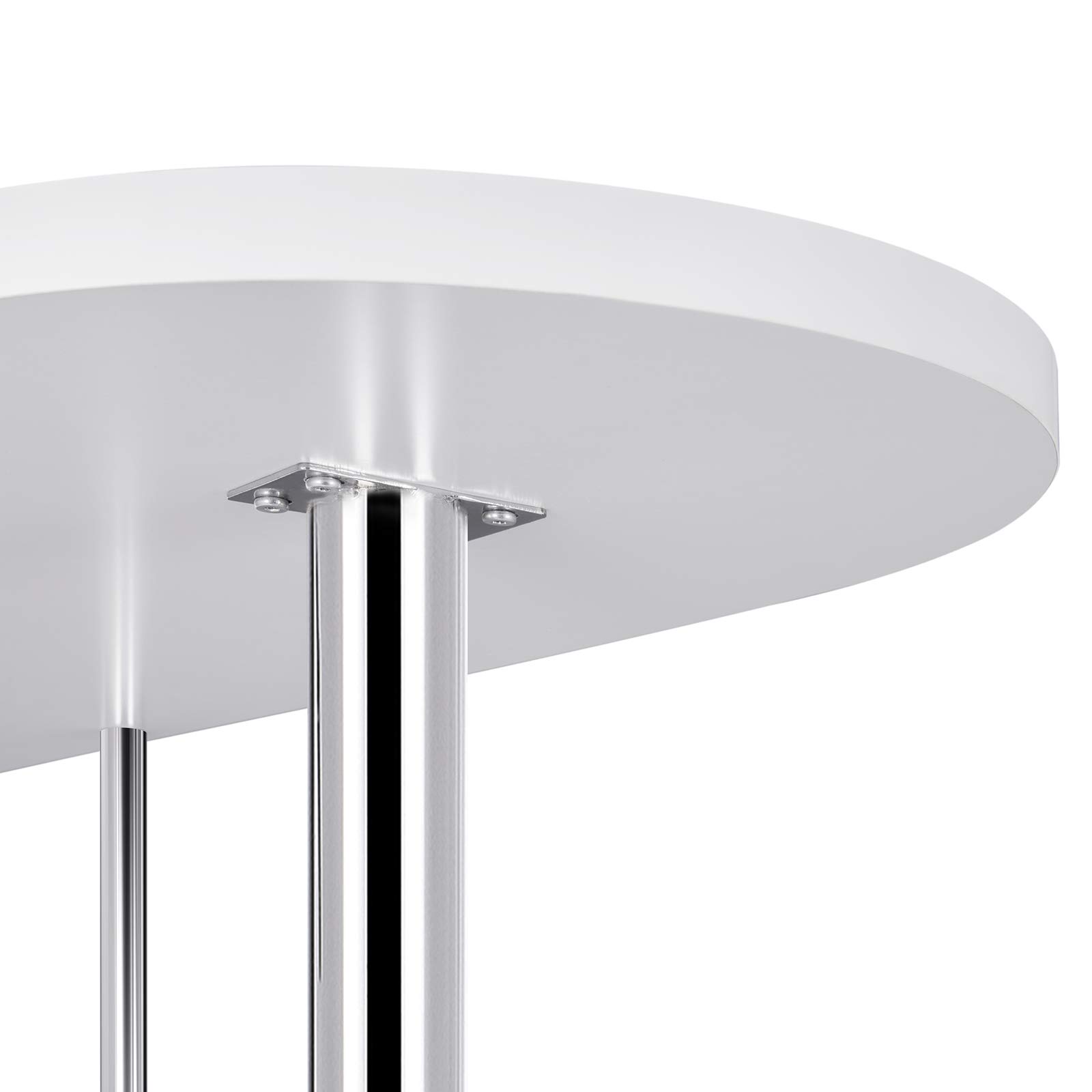 WOLTU Table de Bar avec 3 Tablettes et Porte-Bouteilles, Table de Cuisine Haute en MDF et Métal, Mange Debout pour Bar, Cuisine, Salon, 113 x 40 x 105 cm, Blanc