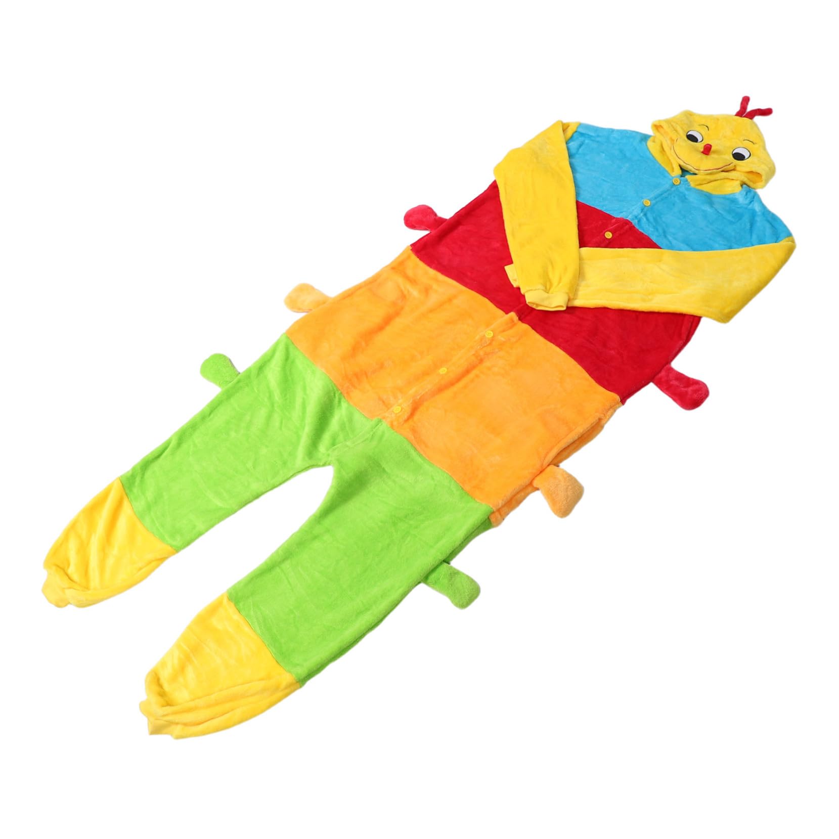 Healeved Flanell Caterpillar Onesie Schlafanzug für Damen und Cartoon gemütlicher Einteiler mit Kapuze Weiche Warme Winter Loungewear Bequemes Einfaches An Ausziehen Bunter Tier-Schlafanzug