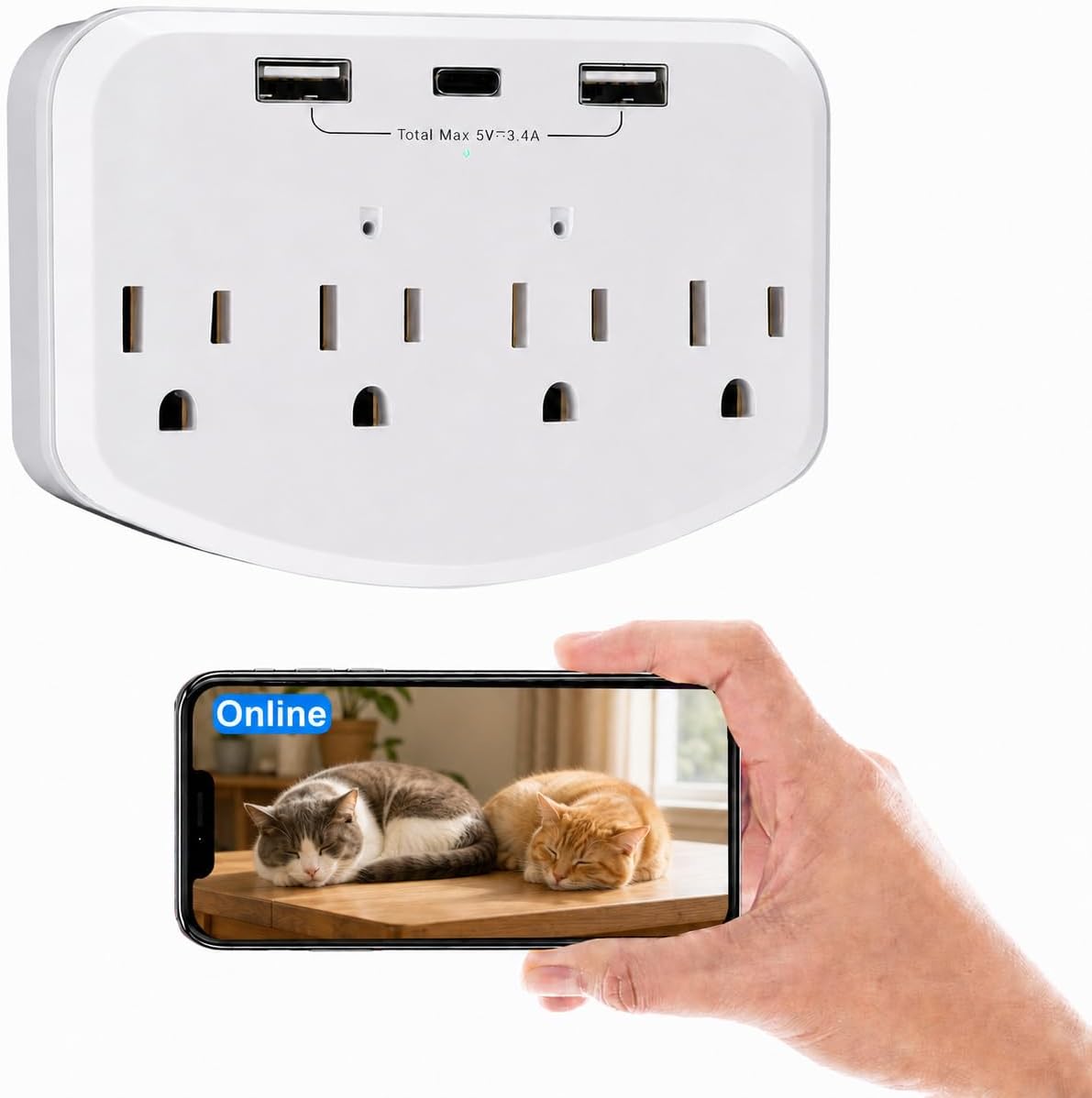 Wireless Hidden Spy Cam WiFi HD 1080P, Indoor Wall Outlet Nanny Cameras No Audio, Motion Detection Loop Recording for Office Home Baby & Pet Security
