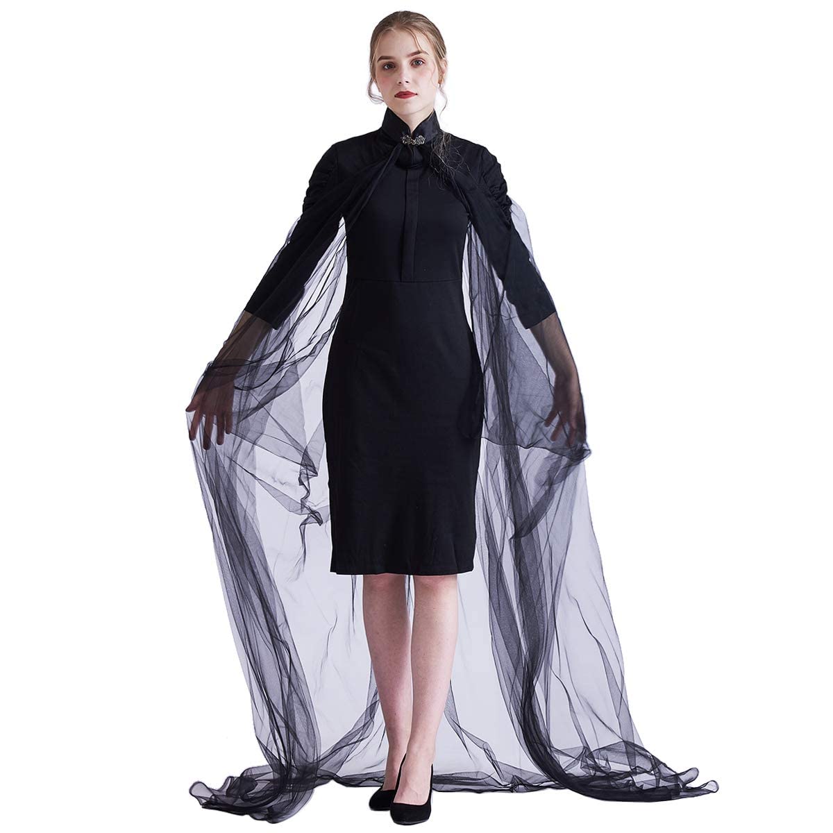 GRACEART Lady's Mesh Cape Fairy Elf Wedding Dress Elven Queen Princess Collared Cloak Medieval Costume