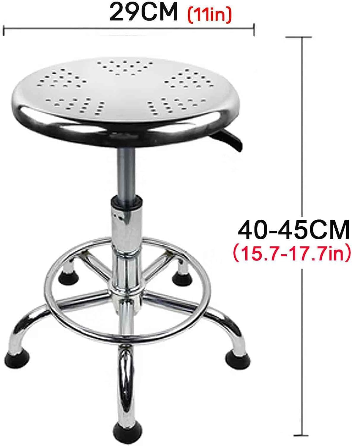 Taburete de Acero Inoxidable, Taburete de Trabajo Redondo Resistente, taburetes de Laboratorio, diseño ergonómico, Almohadillas Antideslizantes para los pies, Amplia aplicación, Altura de el