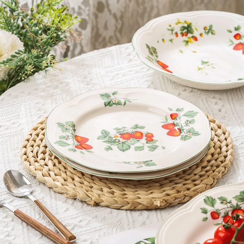 Plate with Retro Relief Decoration for Ceramic Tableware Dessert Decorative Deep Oval