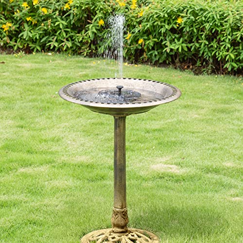 Image of VIVOSUN 28 inch Solar Bird Bath, Solar Powered Pond Fountain Combo Set for Outdoors, Gardens, Patio, Yard, Deck, Golden