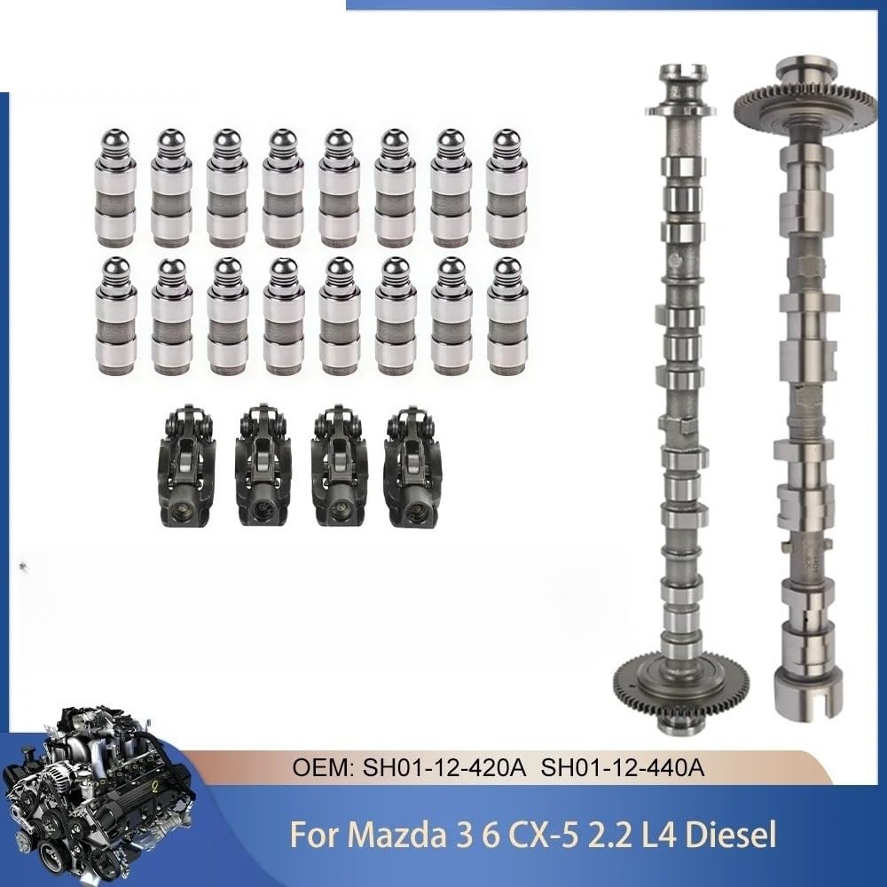rullo bilanciere scarico Adatto Per Mazda 3 6 CX5 2.2T L4 12-19 SHY1 SHY4 SHY6 SHY8 SH0112420A Aspirazione Scarico Albero A Camme Valvola Sollevatore Bilanciere Kit bilanciere scarico