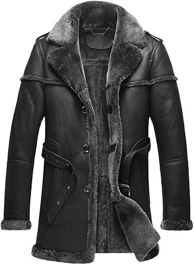 Mens black sheepskin coat Outlet