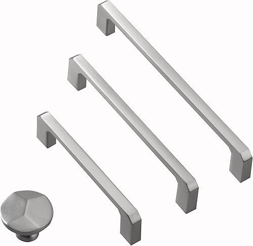 Miniatura 6 de TUNNY Paquete de 10 manijas modernas para gabinete, 3.8 pulgadas3.780 in de distancia entre tornillos, níquel mate, manijas sólidas para muebles,