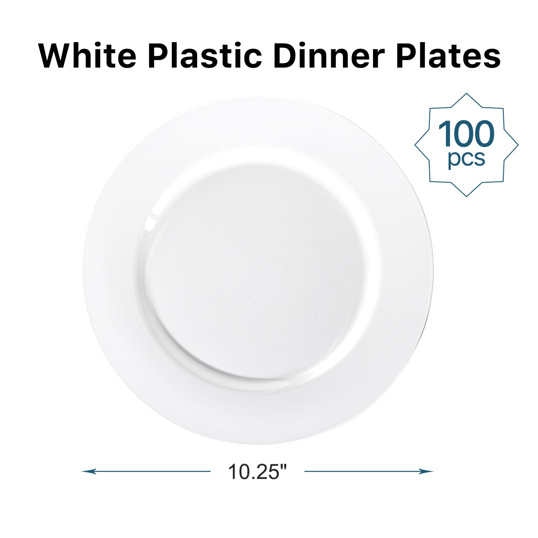 White Disposable Plates - 100 Pack -2 White Disposable Plates - 100 Pack -2