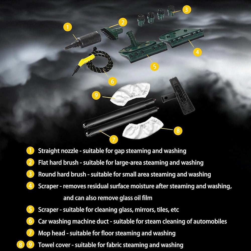 Limpiadores a Vapor portátiles para Uso doméstico, Limpiador a Vapor portátil Alta Temperatura, 6 Accesorios y Calentamiento en 40 Segundos para el hogar, para Motor Blue+mop
