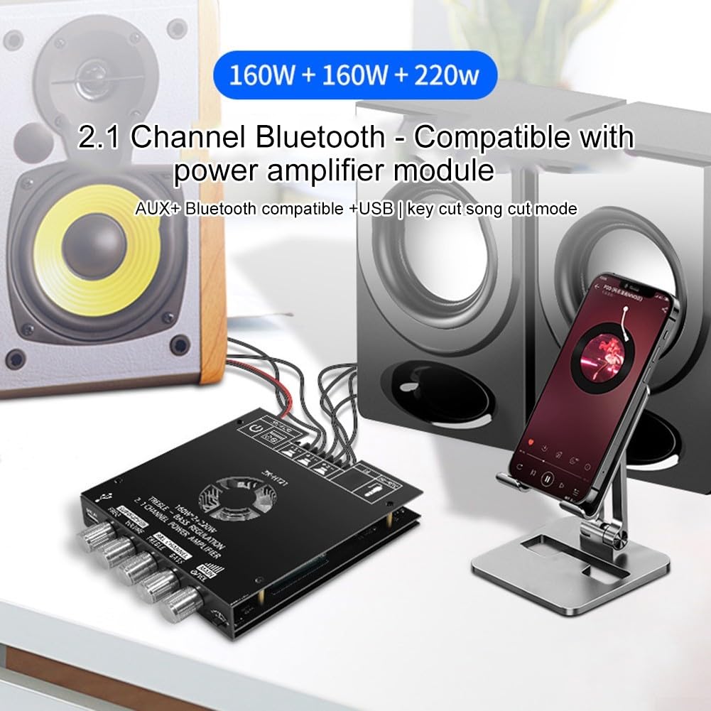 ZK-HT21 2.1 Canal 5.0 Digital Power Audio Board 2x160W+220W TDA7498E Módulo de altavoz estéreo con control de volumen para DIY Home Audio System Negro