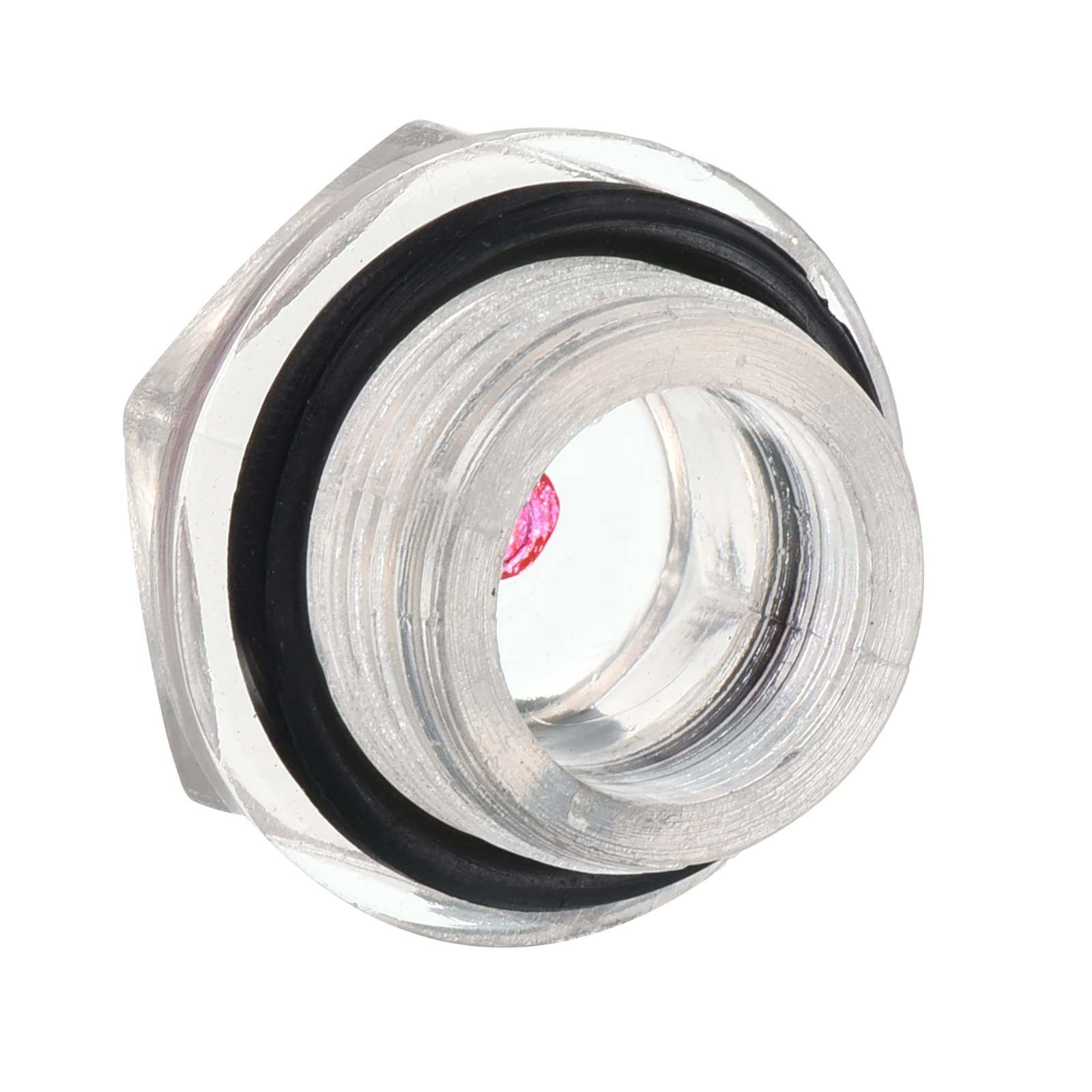 QUARKZMAN 20mm Maschio Filettato Aria Compressore Olio Livello Vetro Raccordi x 1 Pezzo Trasparente Plastica Olio Mirino Vetro con O-ring per Olio Lubrificato Compressori