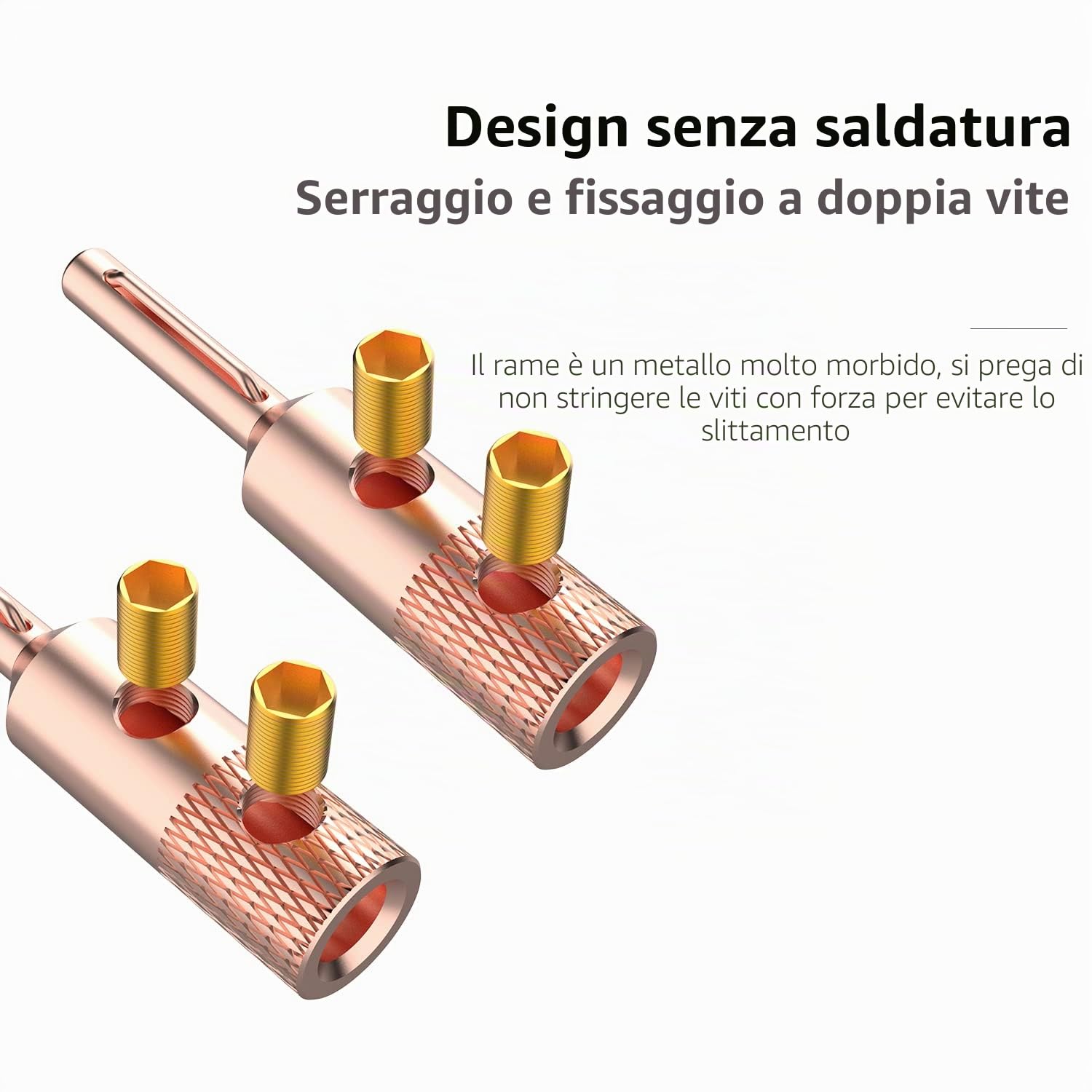 Tertullus 4 connettori a banana in rame puro di alta qualità, HiFi in rame, spina avvitabile per cavo altoparlante fino a 5 mm