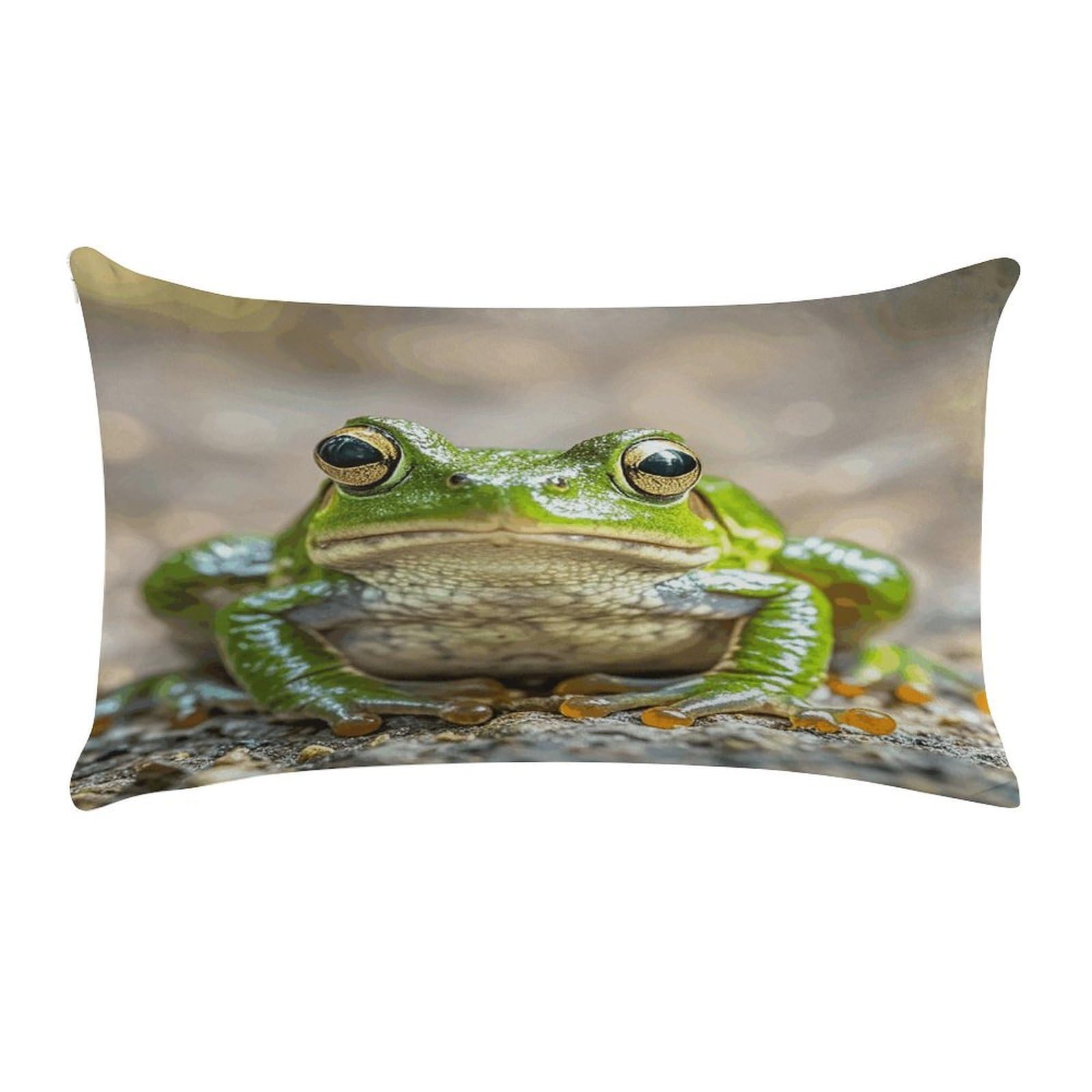 Cute Frog Pillow Case Decorative Rectangle Throw Pillow Cover Soft Plush Pillowcase Cozy Cushion Case Modern Pillow Sham Cushion Cover for Bedroom Sofa Couch 20 X 12 Inch