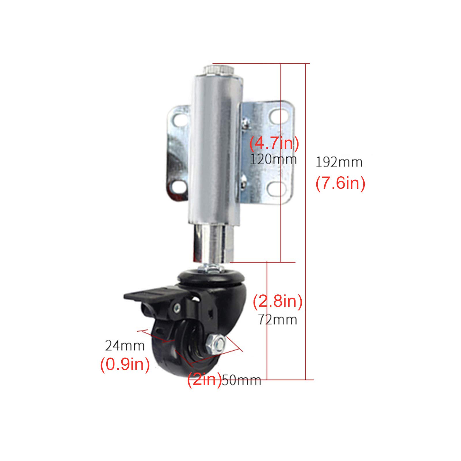Rotelle del piatto Rotella del cancello Rotella girevole caricata a molla 2 pollici 50mm Rotelle mobili per carichi pesanti, per porte in metallo o legno, Altamente scalabile 30 mm, Capacità di caric