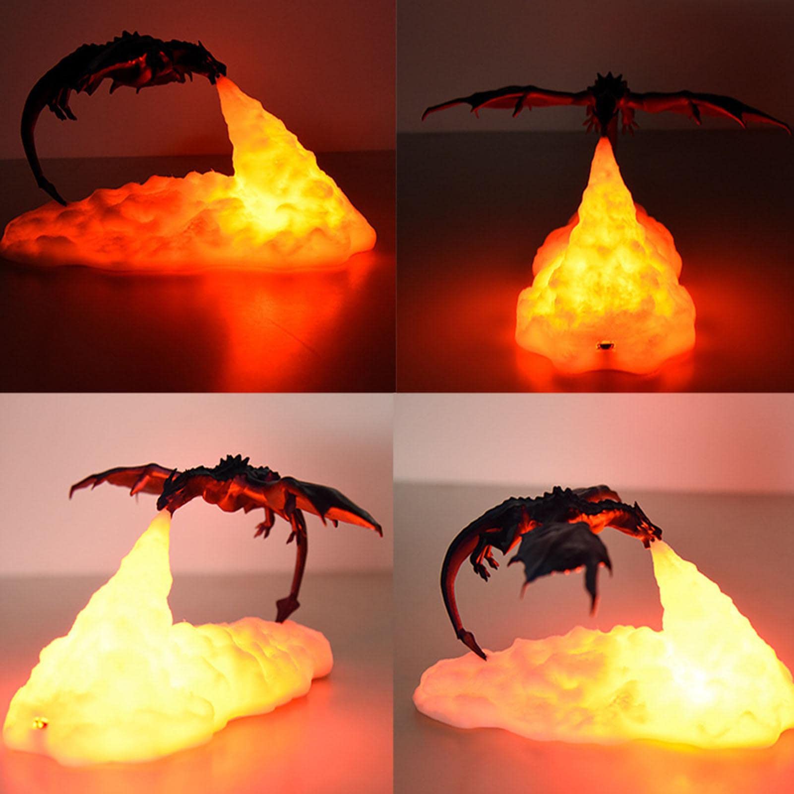 Lampe dragon de feu, 1000 mAh imprimé volcan USB rechargeable par USB
