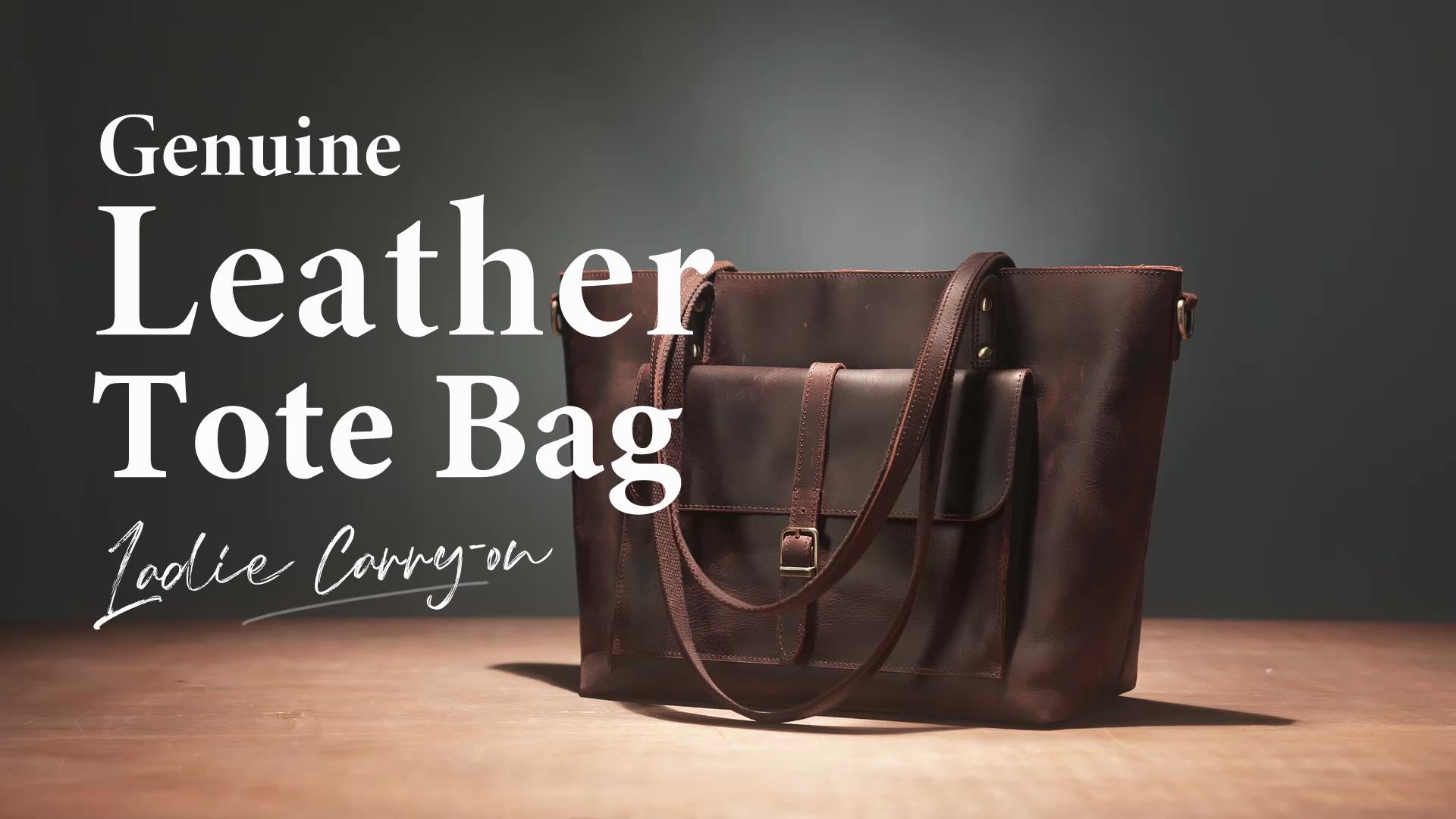 Bolso Tote de Cuero Genuino Vintage para Mujer miniatura 7