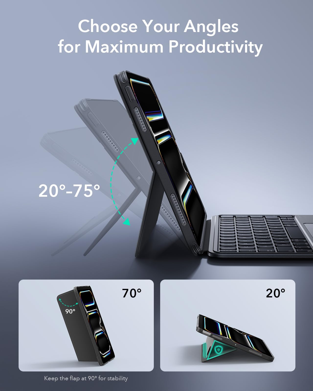 ESR für iPad Pro 11 Zoll M5/M4 2 Stück Schutzfolie und Tastatur Hülle Shift Serie