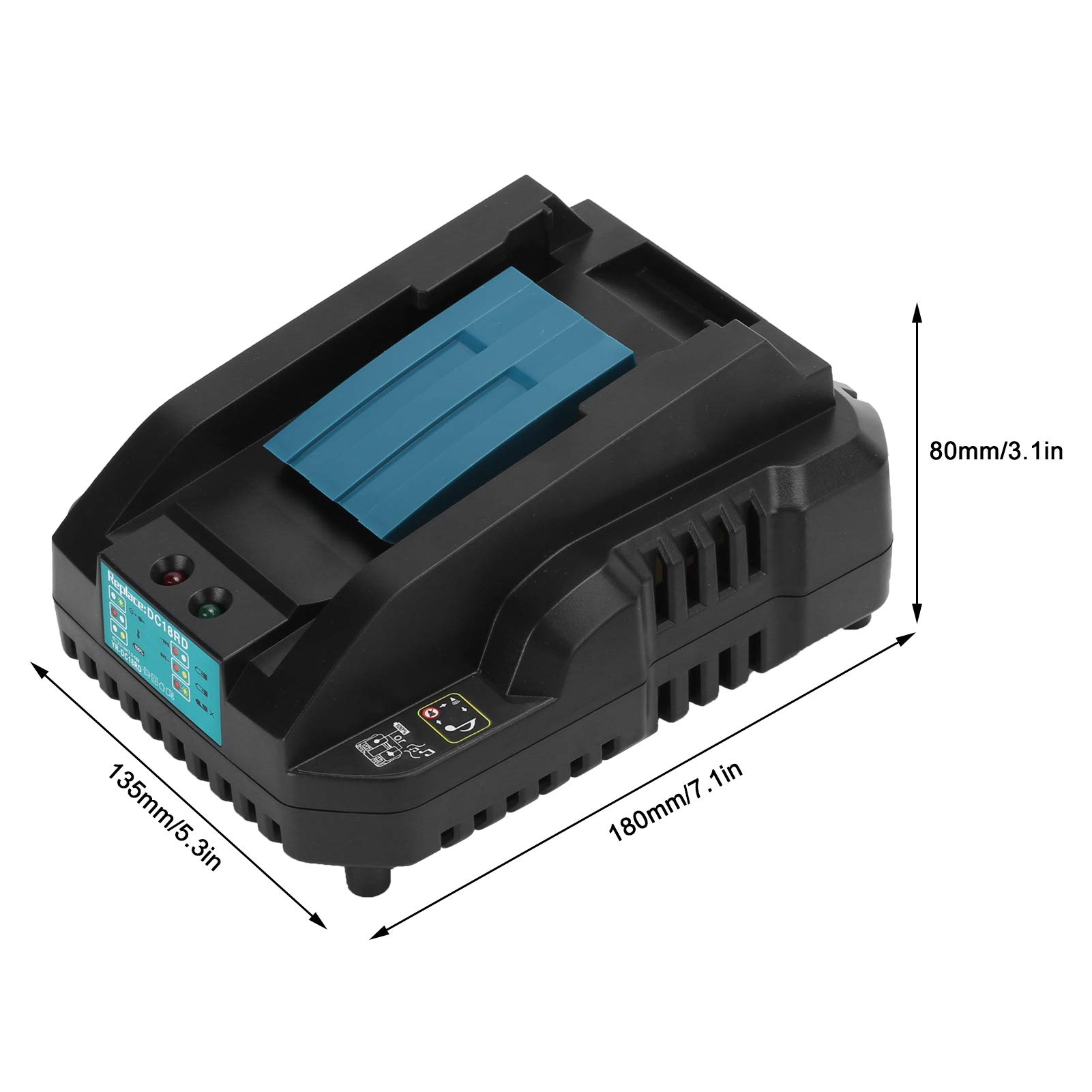 Cargador de batería de litio práctico Carga inteligente de doble pulso para herramientas eléctricas Makita DC18RC 14,4 V 18 V(1#)