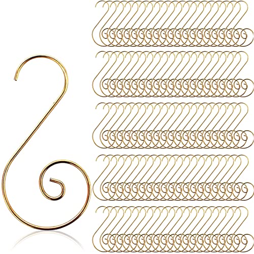 Ornament Hooks Christmas Tree, 100pcs Gold Christmas Tree Decorating Metal Wire Hangers for Ornaments Hanging Decorations