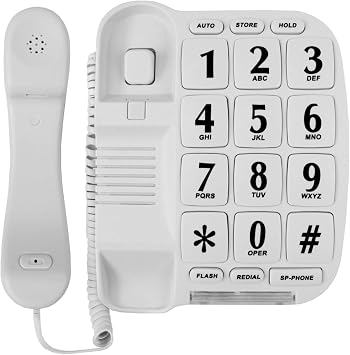 Big Button Phone for Wall or Desk with Speaker and Memory