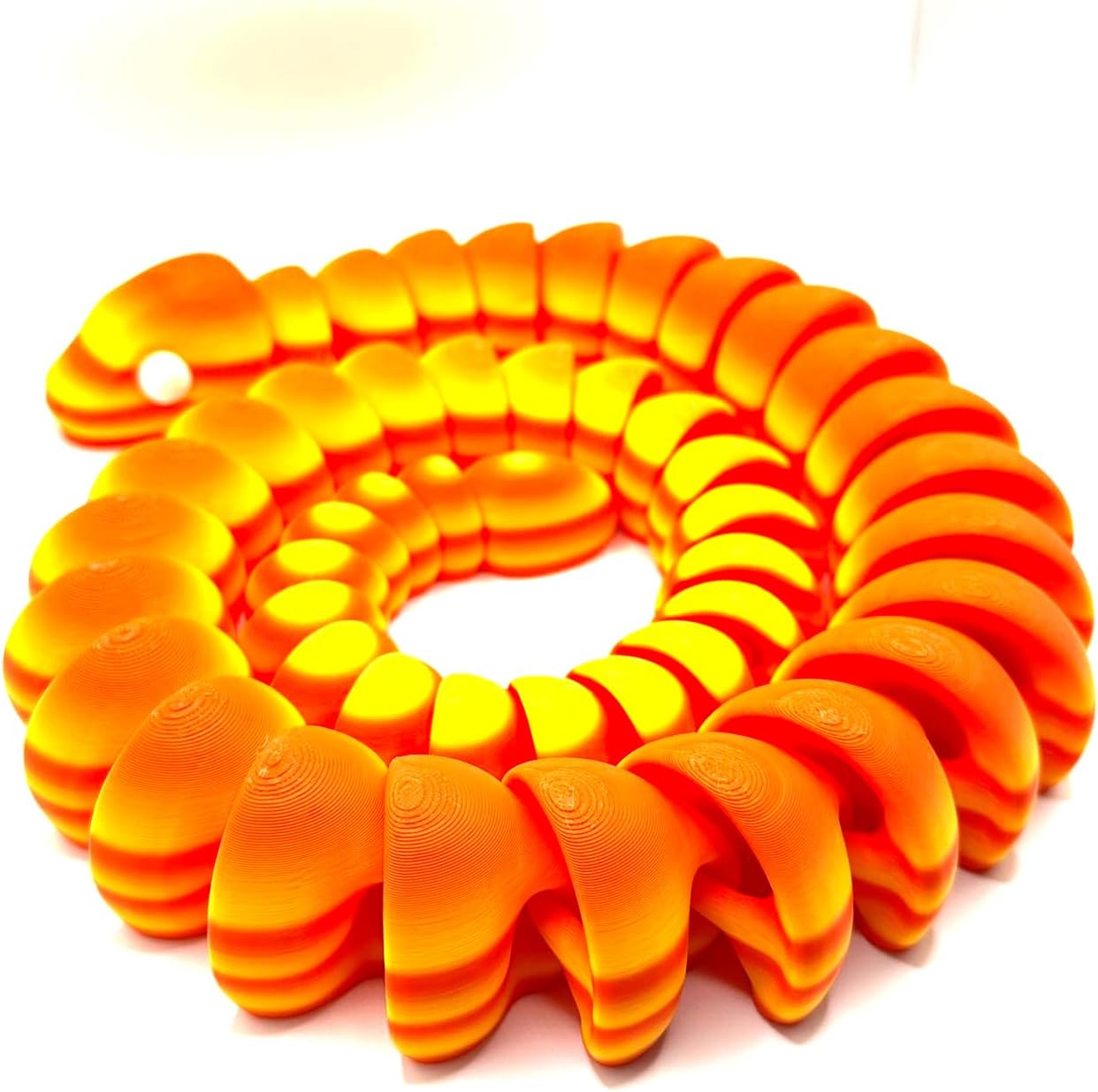 3D Printed Snake Toy Animal for Kids and Adults, PLA Material, Articulating Segments Design, Candy Corn, S